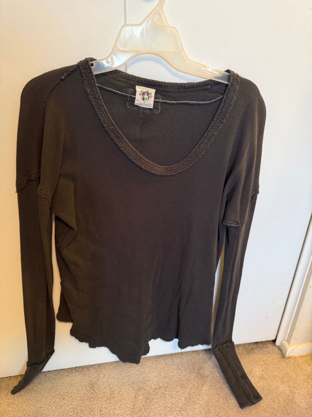 We The Free Black Long-Sleeve Waffle Thermal Top
